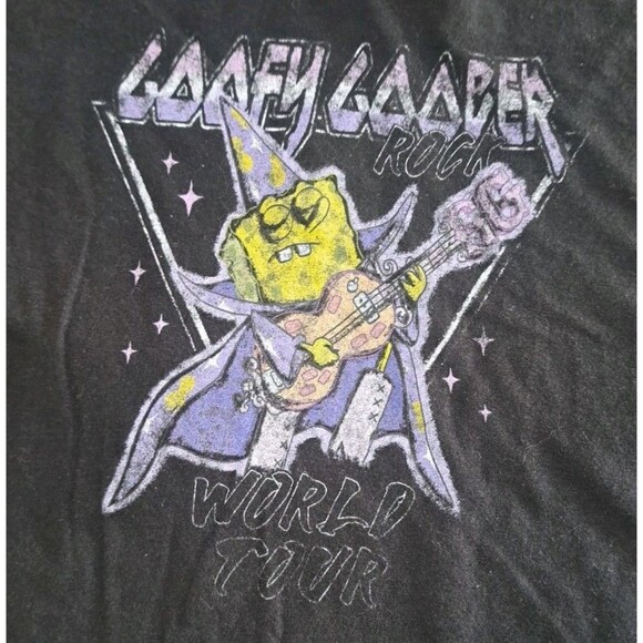 Goofy Goober Rock Black Graphic T-Shirt Men’s Large World Tour SpongeBob Movie - Picture 2 of 6